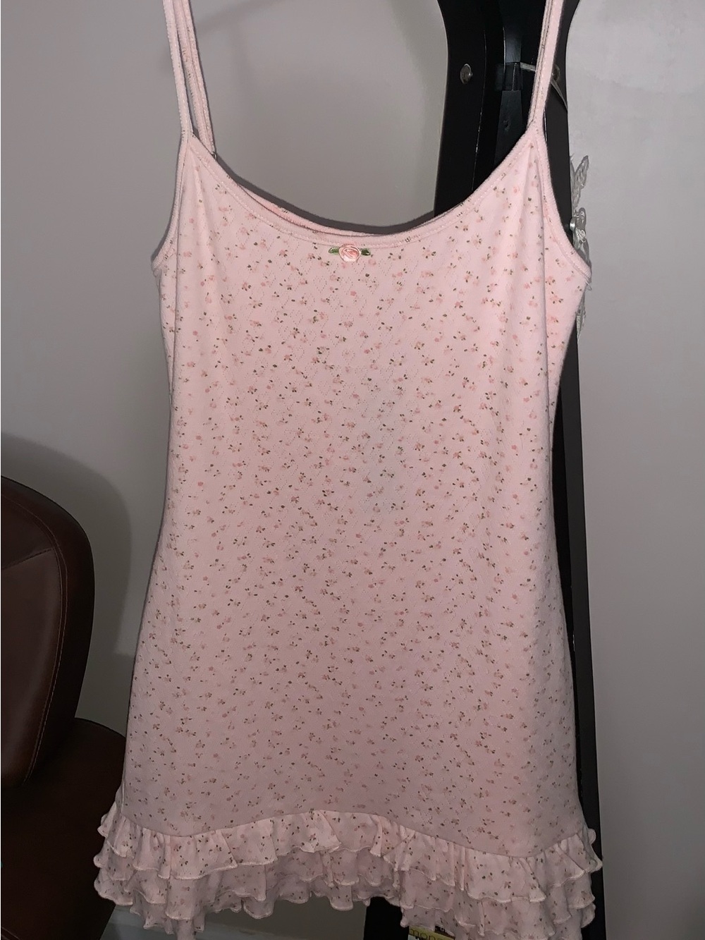 Fashion Nova Pink Pointelle Floral Lined Mini Dress NWT M
